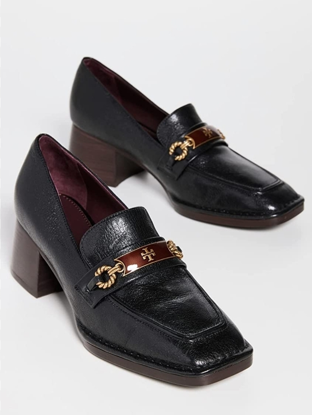 Tory Burch Women's Black Leather Perrine Heel Loafers Size 7M